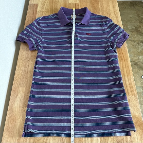 Levi's Men's Short Sleeve 100% Cotton Polo Purple Stripe Size S - Picture 8 of 8